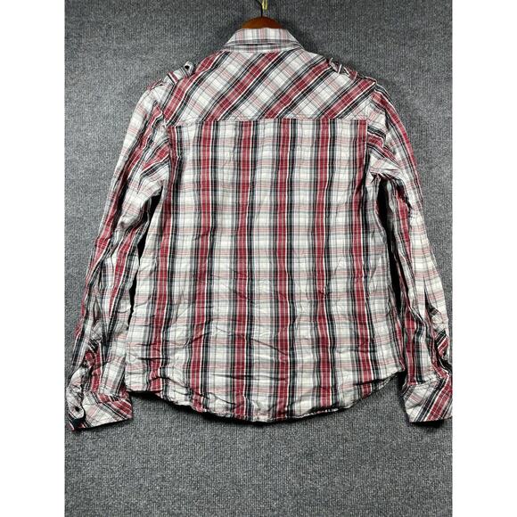 Irreverent Pearl Snap Shirt Men's Small Red/Black Plaid Long Sleeve Front Pocket - Picture 9 of 10